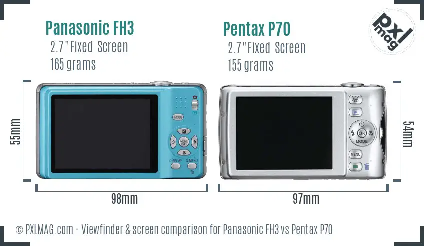 Panasonic FH3 vs Pentax P70 Screen and Viewfinder comparison