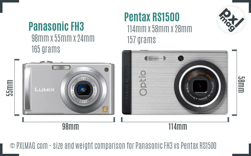 Panasonic FH3 vs Pentax RS1500 size comparison