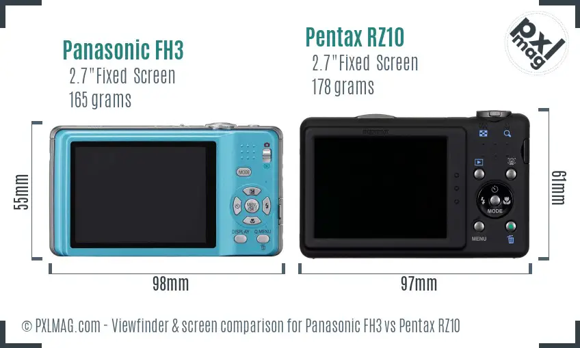 Panasonic FH3 vs Pentax RZ10 Screen and Viewfinder comparison