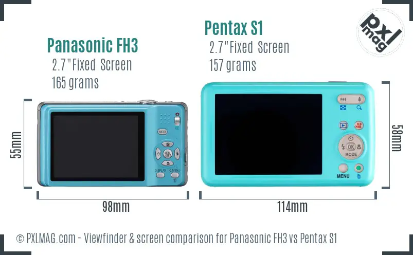 Panasonic FH3 vs Pentax S1 Screen and Viewfinder comparison