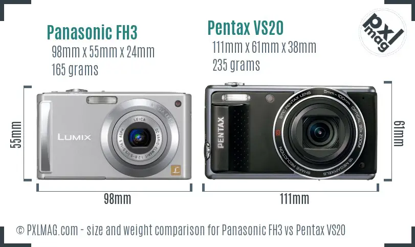 Panasonic FH3 vs Pentax VS20 size comparison