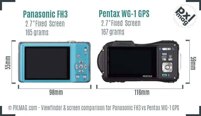 Panasonic FH3 vs Pentax WG-1 GPS Screen and Viewfinder comparison