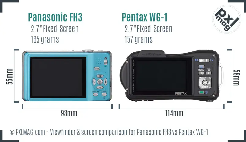 Panasonic FH3 vs Pentax WG-1 Screen and Viewfinder comparison