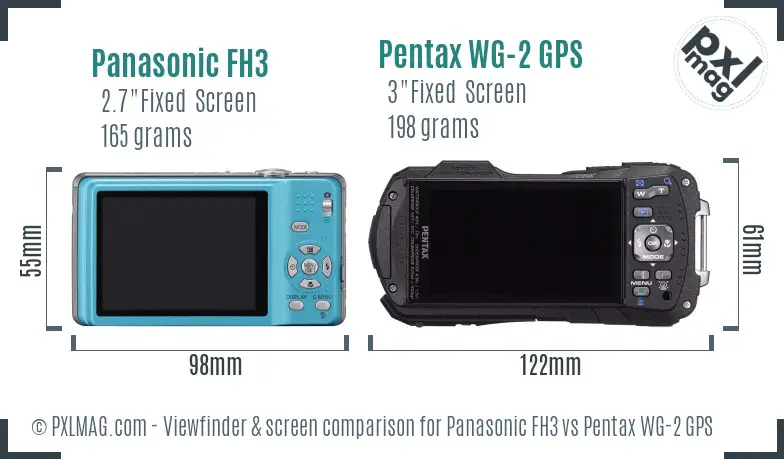 Panasonic FH3 vs Pentax WG-2 GPS Screen and Viewfinder comparison