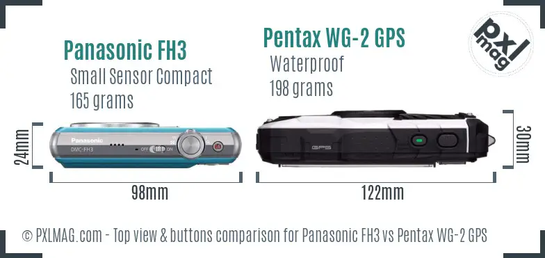 Panasonic FH3 vs Pentax WG-2 GPS top view buttons comparison