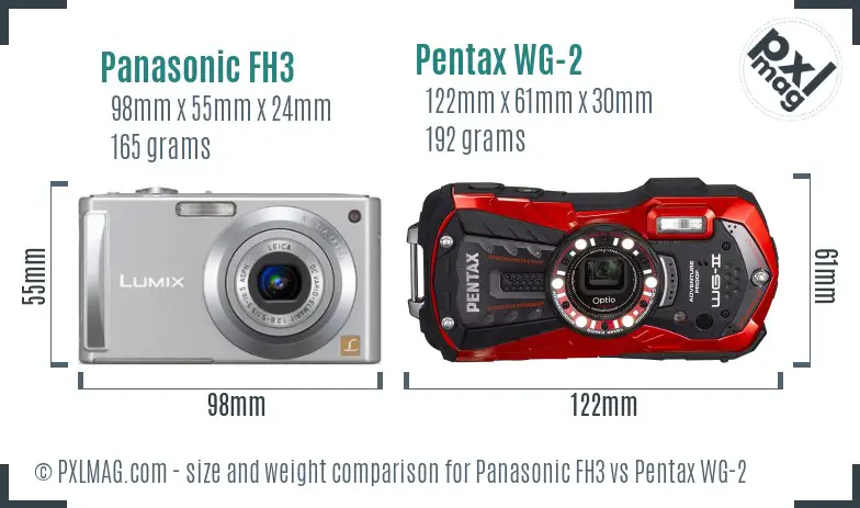 Panasonic FH3 vs Pentax WG-2 size comparison