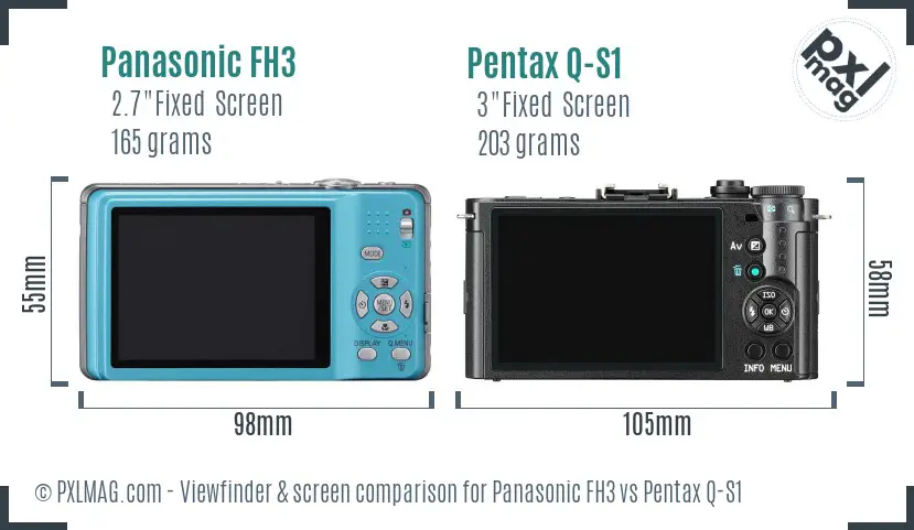Panasonic FH3 vs Pentax Q-S1 Screen and Viewfinder comparison