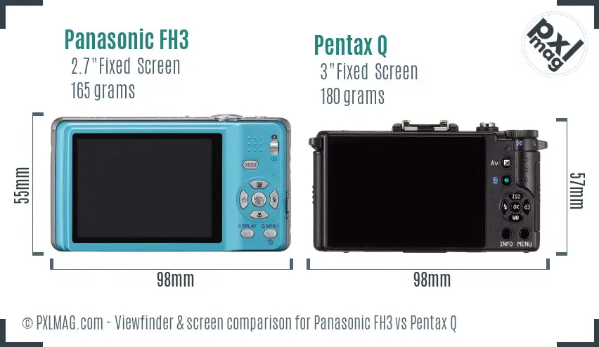 Panasonic FH3 vs Pentax Q Screen and Viewfinder comparison