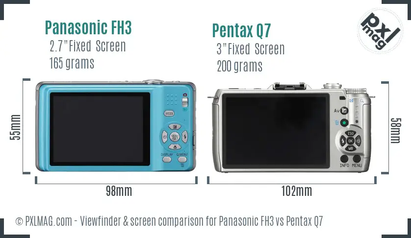 Panasonic FH3 vs Pentax Q7 Screen and Viewfinder comparison