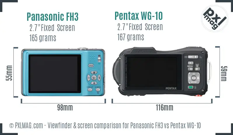 Panasonic FH3 vs Pentax WG-10 Screen and Viewfinder comparison