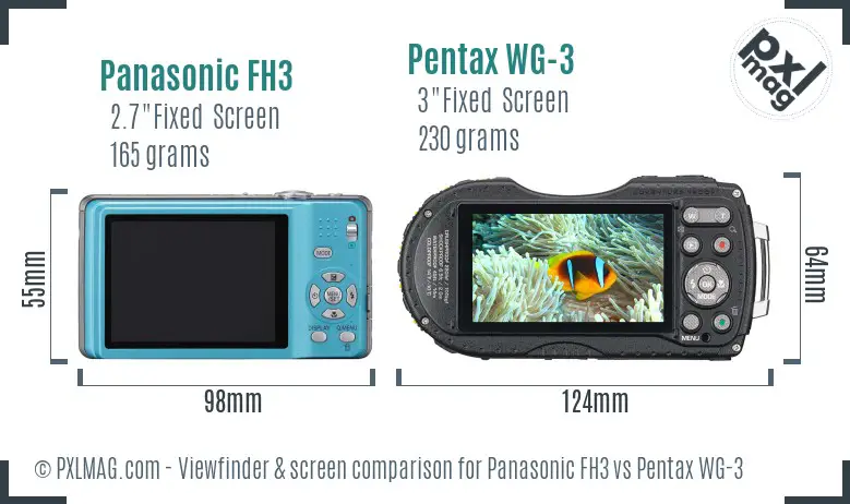 Panasonic FH3 vs Pentax WG-3 Screen and Viewfinder comparison