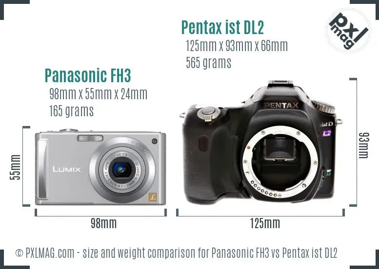 Panasonic FH3 vs Pentax ist DL2 size comparison