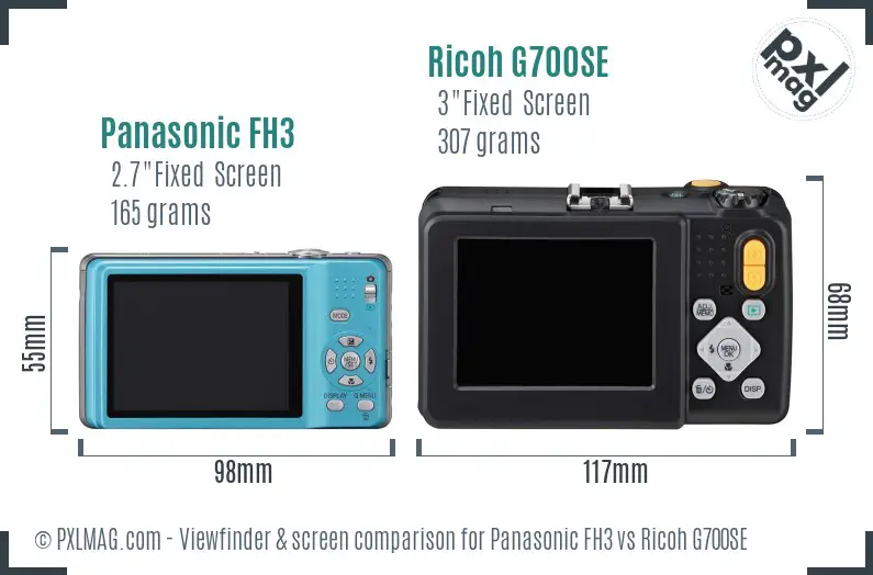 Panasonic FH3 vs Ricoh G700SE Screen and Viewfinder comparison