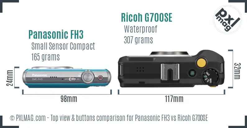 Panasonic FH3 vs Ricoh G700SE top view buttons comparison