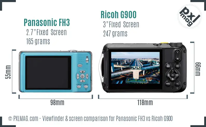 Panasonic FH3 vs Ricoh G900 Screen and Viewfinder comparison