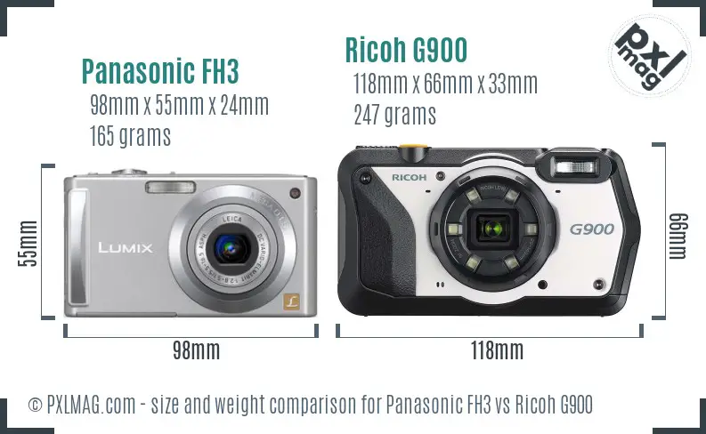 Panasonic FH3 vs Ricoh G900 size comparison