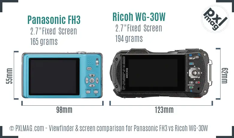 Panasonic FH3 vs Ricoh WG-30W Screen and Viewfinder comparison Panasonic FH3 vs Ricoh WG-30W Screen and Viewfinder comparison