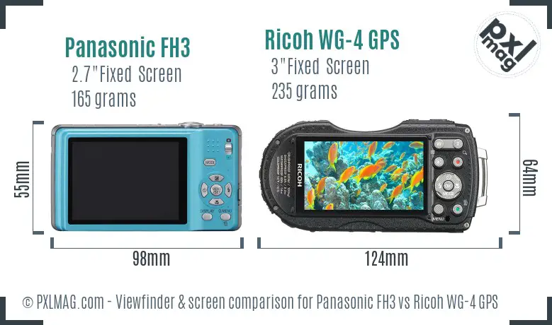 Panasonic FH3 vs Ricoh WG-4 GPS Screen and Viewfinder comparison