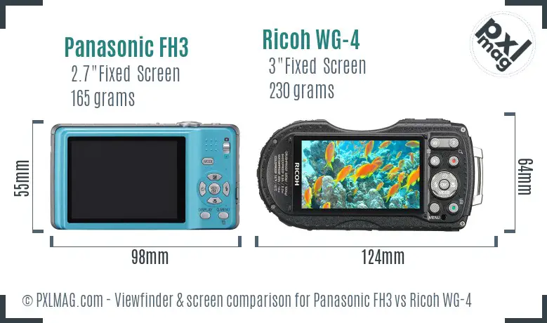 Panasonic FH3 vs Ricoh WG-4 Screen and Viewfinder comparison Panasonic FH3 vs Ricoh WG-4 Screen and Viewfinder comparison