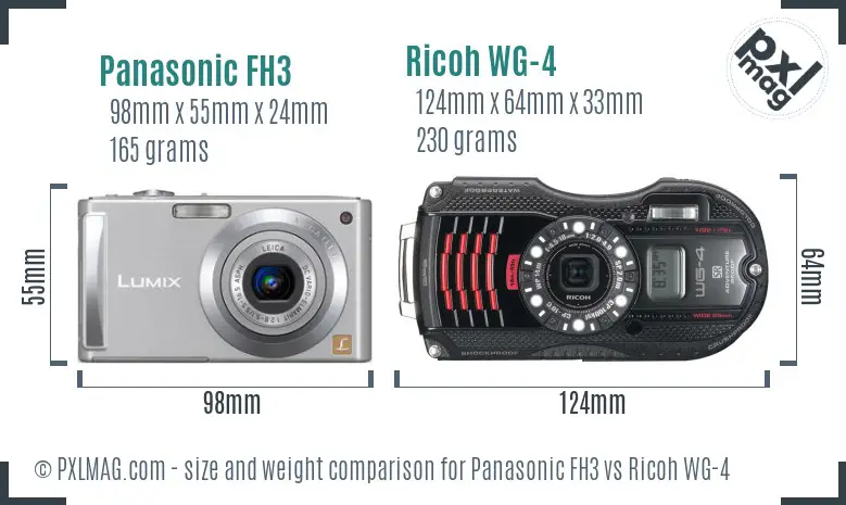 Panasonic FH3 vs Ricoh WG-4 size comparison Panasonic FH3 vs Ricoh WG-4 size comparison