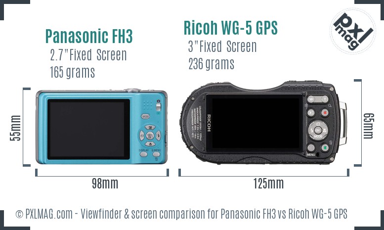 Panasonic FH3 vs Ricoh WG-5 GPS Screen and Viewfinder comparison