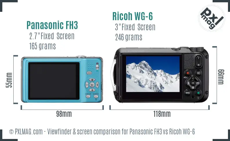 Panasonic FH3 vs Ricoh WG-6 Screen and Viewfinder comparison Panasonic FH3 vs Ricoh WG-6 Screen and Viewfinder comparison