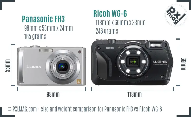 Panasonic FH3 vs Ricoh WG-6 size comparison Panasonic FH3 vs Ricoh WG-6 size comparison