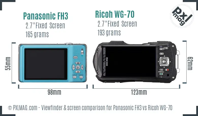 Panasonic FH3 vs Ricoh WG-70 Screen and Viewfinder comparison