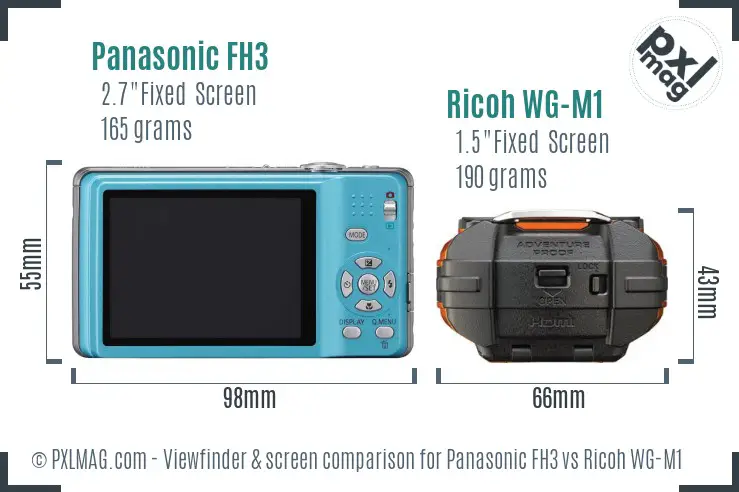 Panasonic FH3 vs Ricoh WG-M1 Screen and Viewfinder comparison