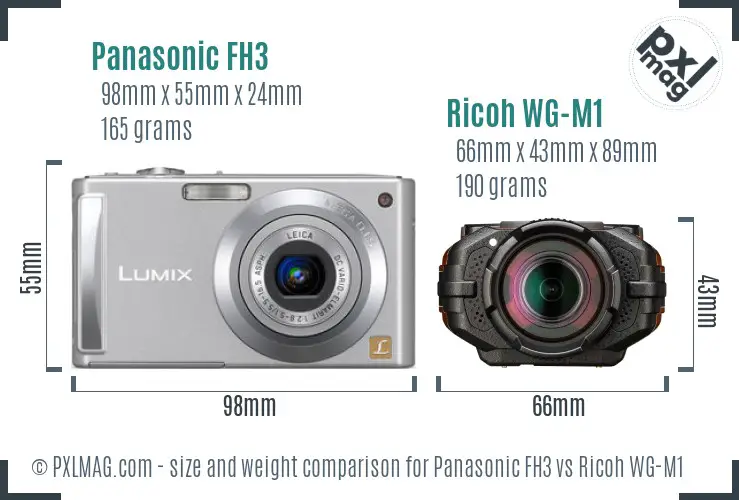 Panasonic FH3 vs Ricoh WG-M1 size comparison