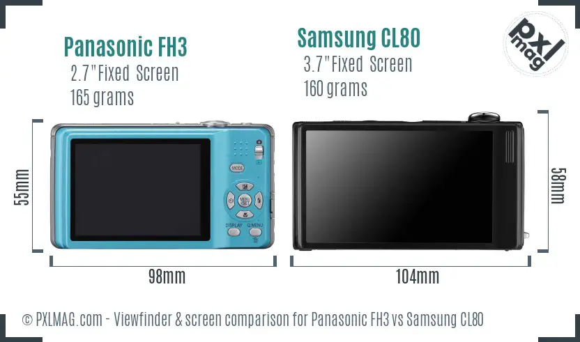 Panasonic FH3 vs Samsung CL80 Screen and Viewfinder comparison