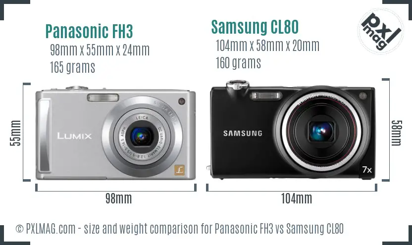 Panasonic FH3 vs Samsung CL80 size comparison