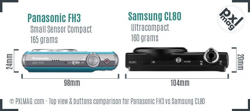 Panasonic FH3 vs Samsung CL80 top view buttons comparison