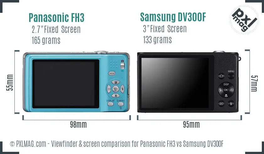 Panasonic FH3 vs Samsung DV300F Screen and Viewfinder comparison