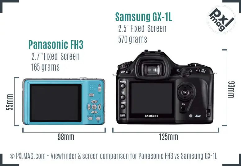 Panasonic FH3 vs Samsung GX-1L Screen and Viewfinder comparison Panasonic FH3 vs Samsung GX-1L Screen and Viewfinder comparison