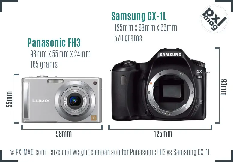 Panasonic FH3 vs Samsung GX-1L size comparison