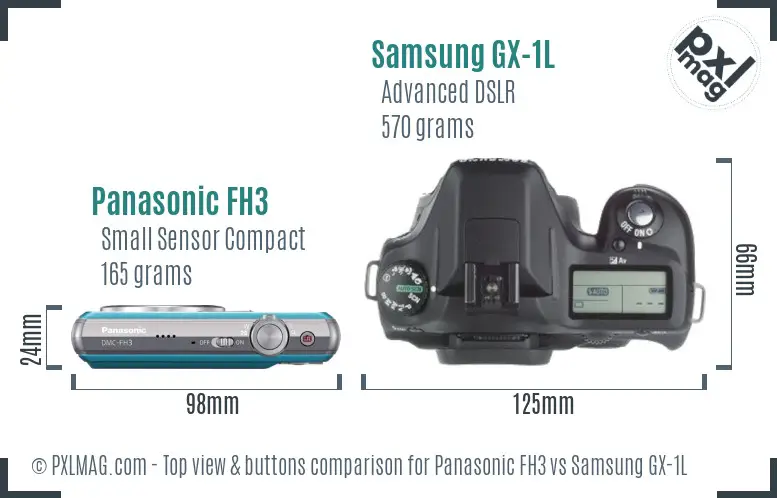 Panasonic FH3 vs Samsung GX-1L top view buttons comparison