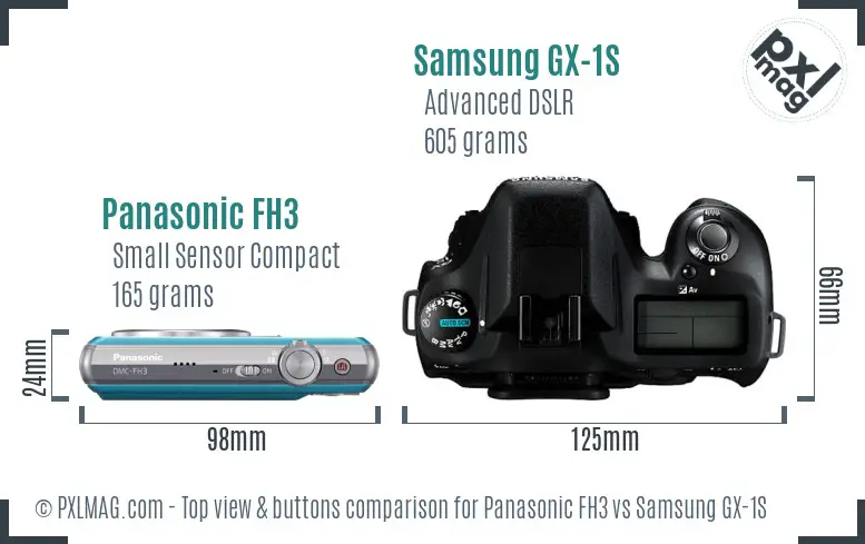 Panasonic FH3 vs Samsung GX-1S top view buttons comparison
