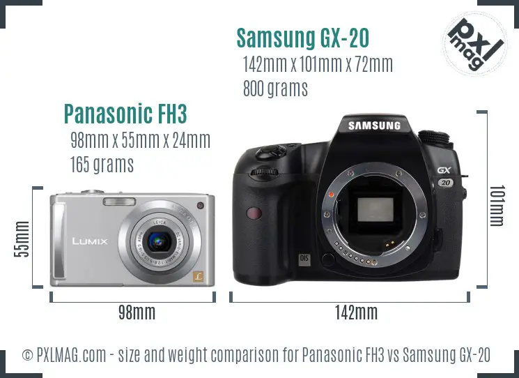 Panasonic FH3 vs Samsung GX-20 size comparison