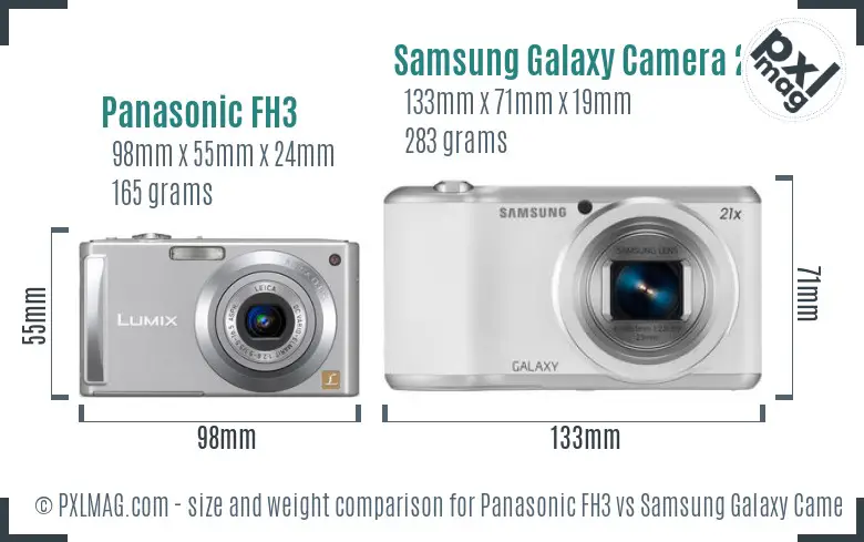 Panasonic FH3 vs Samsung Galaxy Camera 2 size comparison