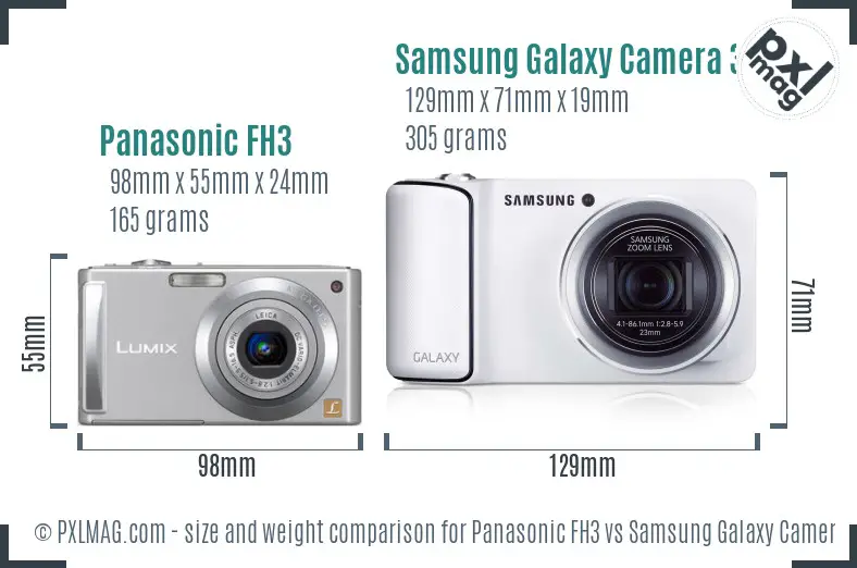 Panasonic FH3 vs Samsung Galaxy Camera 3G size comparison