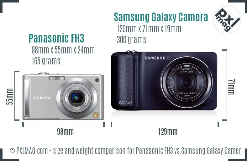 Panasonic FH3 vs Samsung Galaxy Camera size comparison