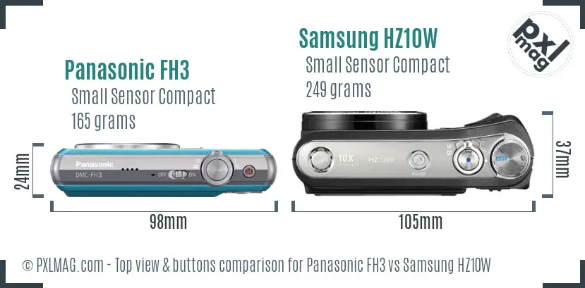 Panasonic FH3 vs Samsung HZ10W top view buttons comparison