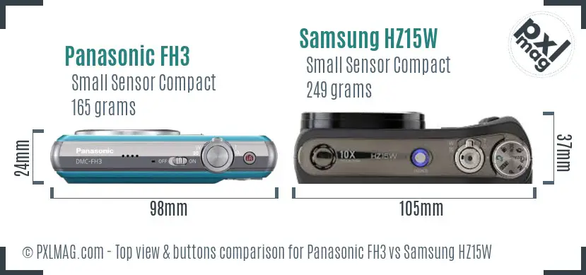 Panasonic FH3 vs Samsung HZ15W top view buttons comparison