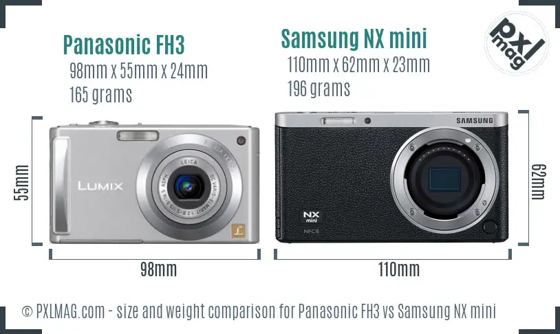 Panasonic FH3 vs Samsung NX mini size comparison Panasonic FH3 vs Samsung NX mini size comparison