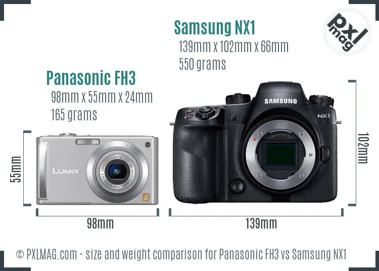 Panasonic FH3 vs Samsung NX1 size comparison