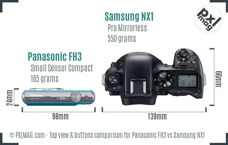 Panasonic FH3 vs Samsung NX1 top view buttons comparison