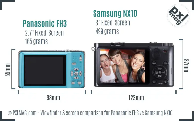 Panasonic FH3 vs Samsung NX10 Screen and Viewfinder comparison