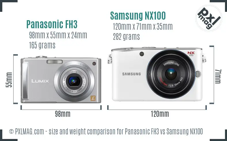 Panasonic FH3 vs Samsung NX100 size comparison Panasonic FH3 vs Samsung NX100 size comparison