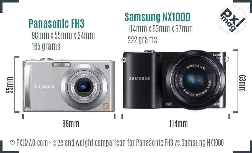 Panasonic FH3 vs Samsung NX1000 size comparison